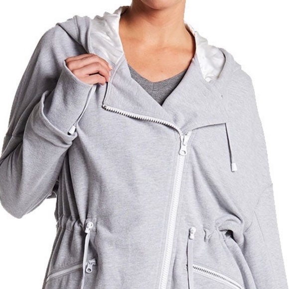 ✨NWT✨ BLANC NOIR Ryder Anorak Asymmetric Zip Hoodie in Ash Heather Sz XS - Picture 4 of 4